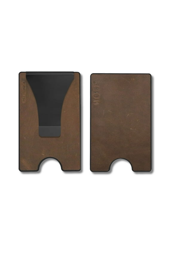 Smart Wallet Leather, RFID Blocking Card Holder Money Clip for Men, Travel, Gift - Brown