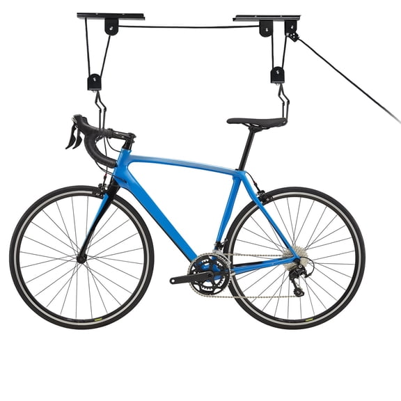 Storvive Bike Hoist for Garage Storage, Heavy Duty Overhead Ceiling Mounted Bicycle Hanger with 100 lb Capacity, Black