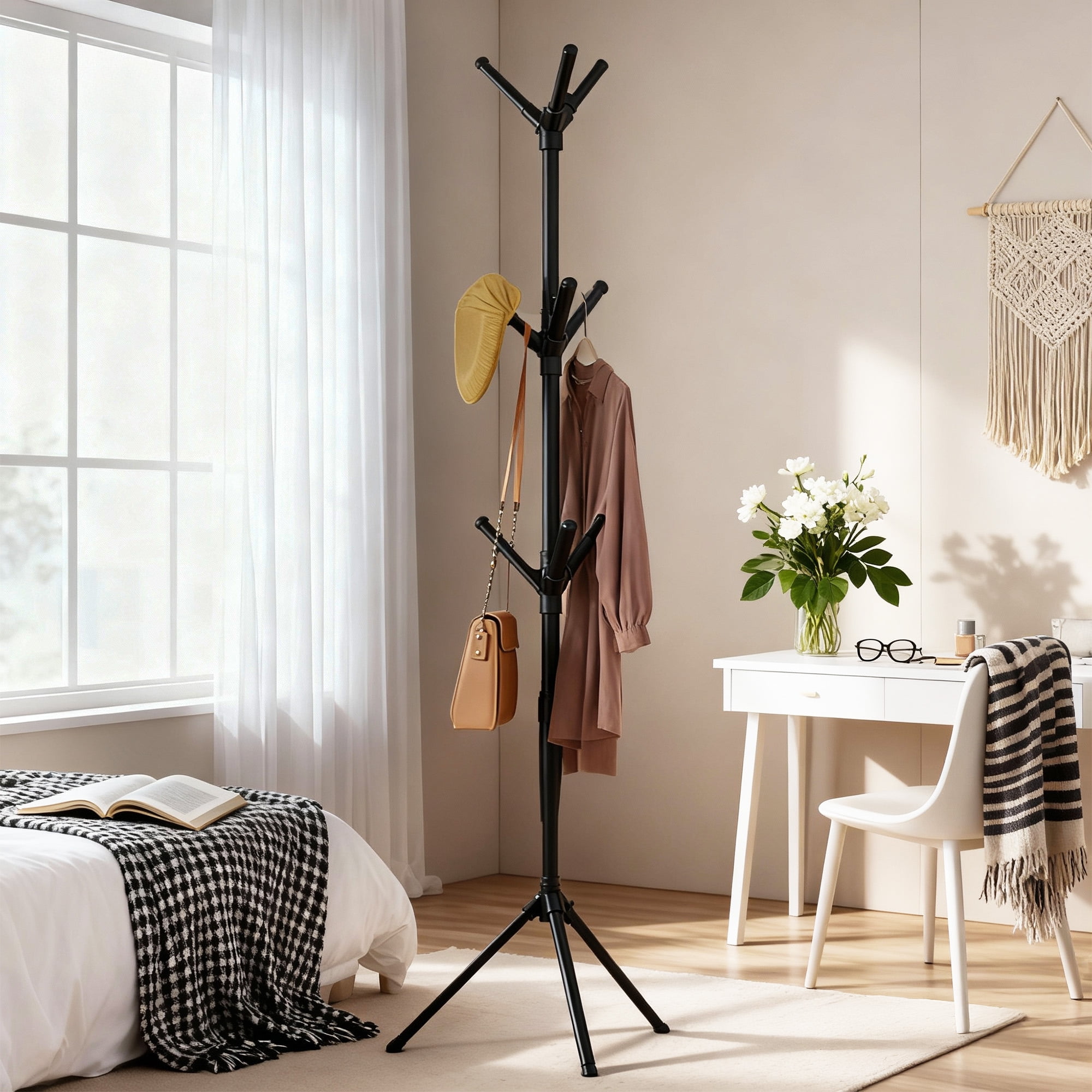 Storvive Coat Rack Stand, Freestanding Coat Tree with Hooks for Home, Office, Black - Walmart.com
