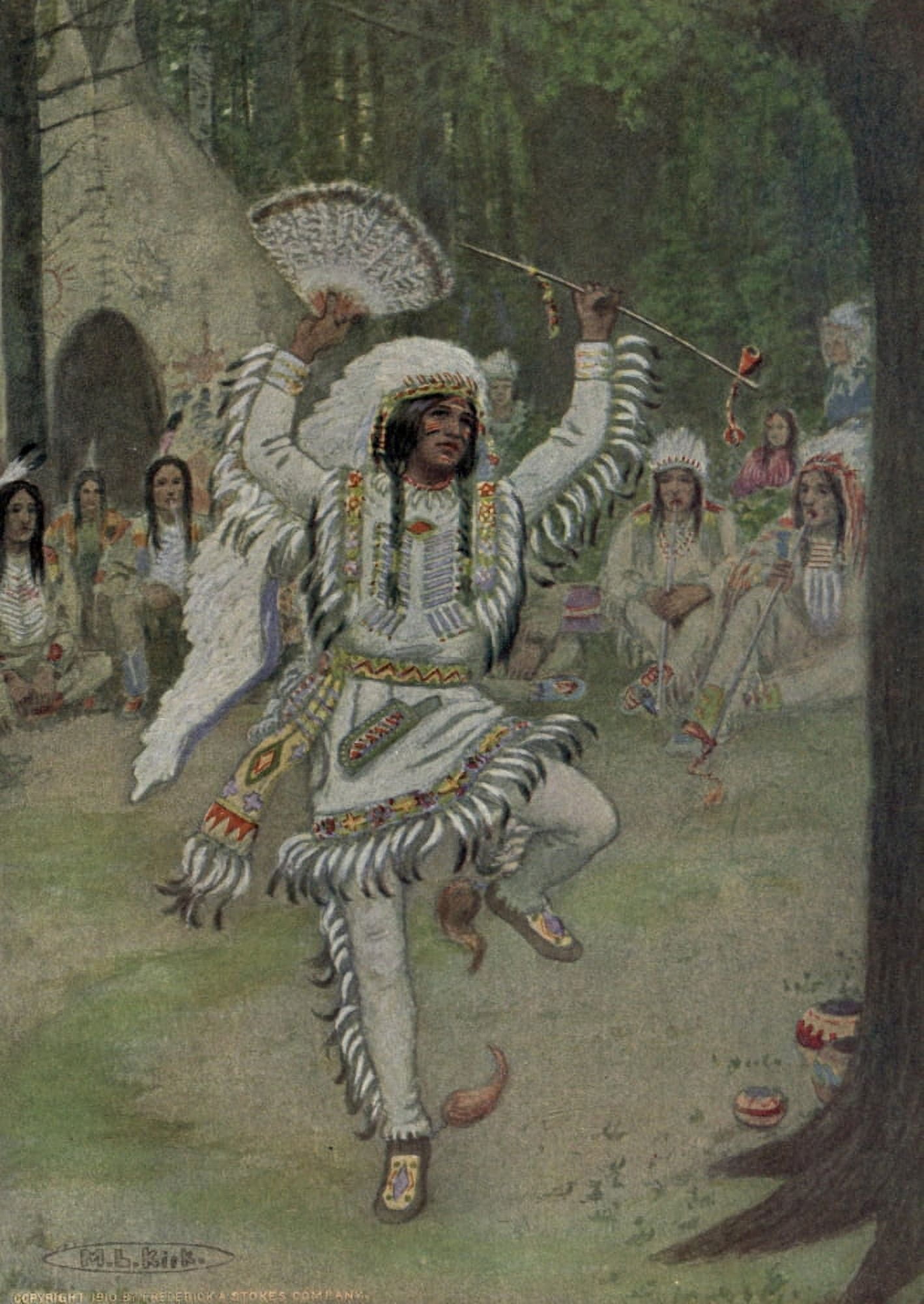 Story of Haiwatha 1910 He began his mystic dances Canvas Art - Maria Kirk (18 x 24)