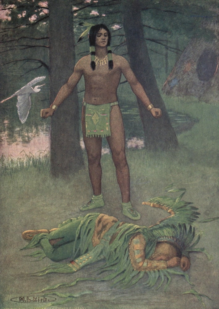 Story of Haiwatha 1910 He lay there dead Canvas Art - Maria Kirk (24 x 36)