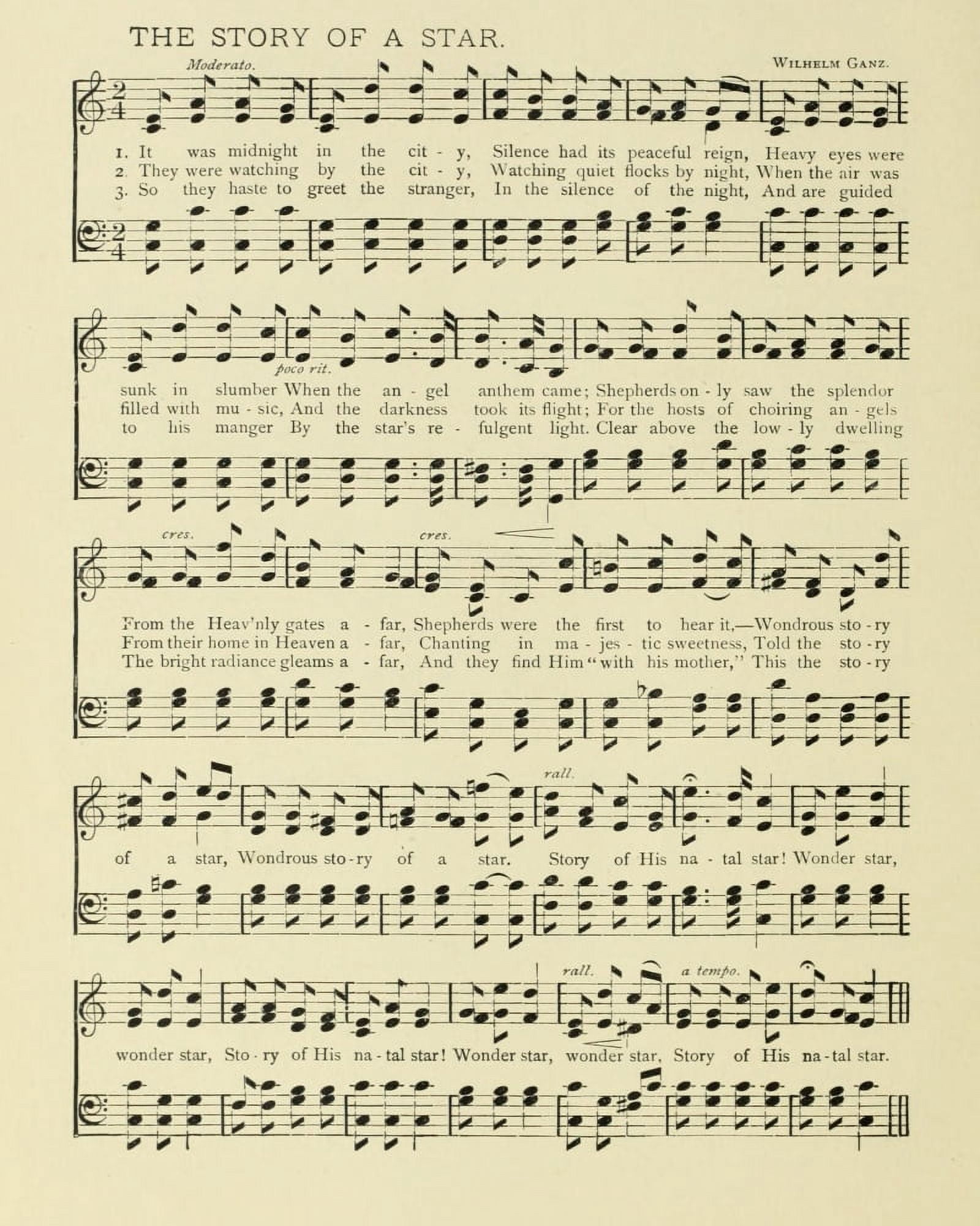Story of a Star Christmas in Song 1891 Canvas Art - (24 x 36)