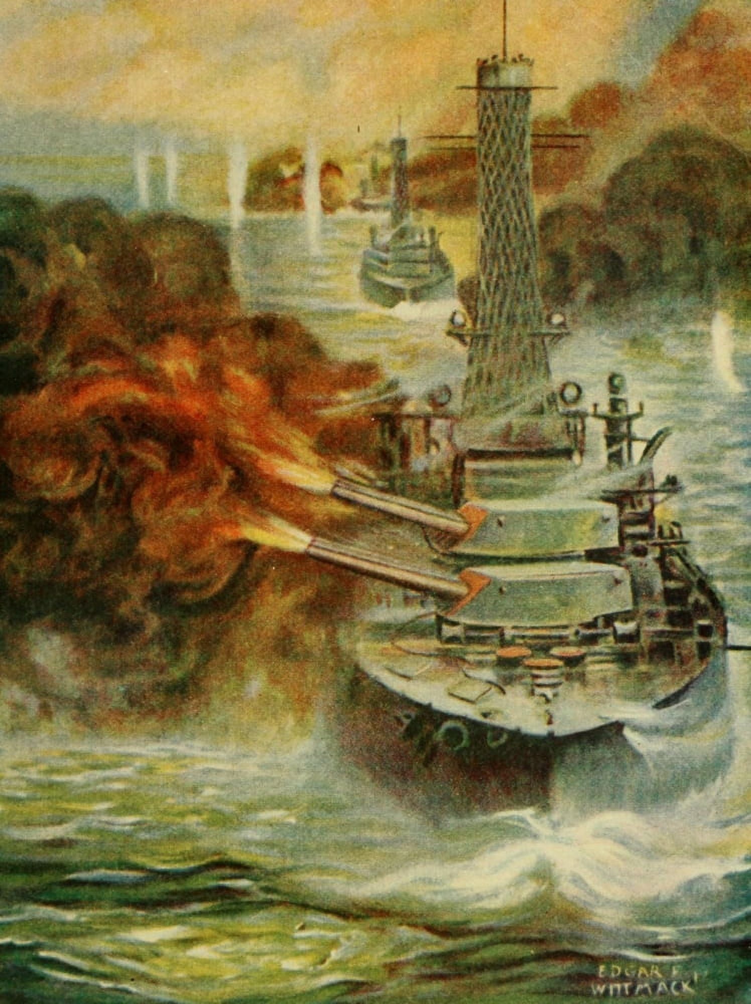 Story of the Great War 1919 British guns awoke echoes of Dardenelles Canvas Art - Edgar Wittmack (24 x 36)