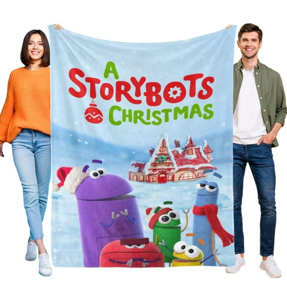 A StoryBots Christmas Cartoon Blanket Soft Throw Blanket Micro Fleece Fuzzy Blankets Thin Bed Couch Decor Adult Nap Bedroom Car All Season Birthday Gifts 30"X40"