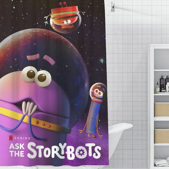 StoryBots-theme Bathroom Shower Curtain Home Decor,Bath Curtains Durable Waterproof Bath Curtain , Adluts Girls Boys Bathroom Decor House Gifts 60x71inch150cmX180cm