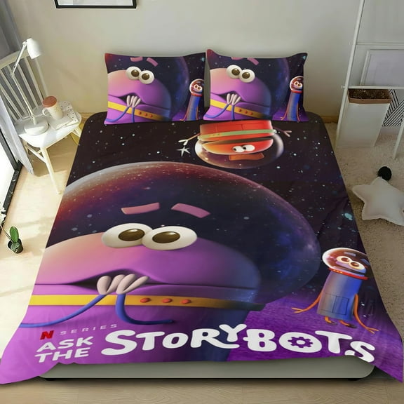 StoryBots-themed Bed Sheet Set Three Piece Set Comfortable And Skin Friendly Unique Design Home Decor Gifts For Family Friends fans36x75Inches90cm*190cm
