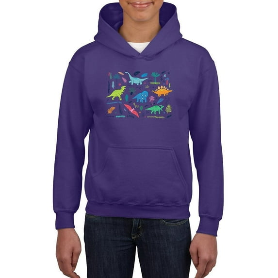 Storybook Dinos Pattern Hoodie Juniors -Image by Shutterstock, Large