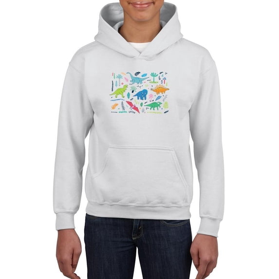 Storybook Dinos Pattern Hoodie Juniors -Image by Shutterstock, x-Large