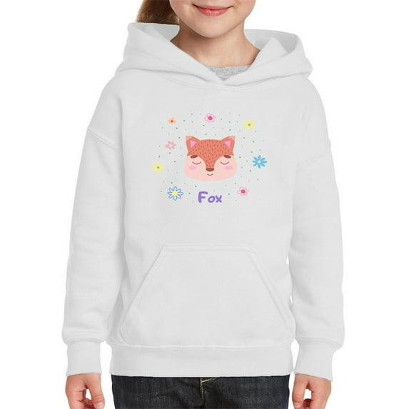 Storybook Fox Smiling Face Hoodie Juniors -Image by Shutterstock, Small