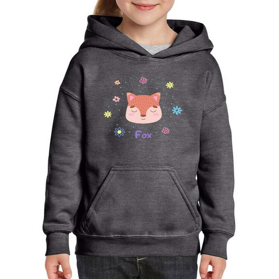 Storybook Fox Smiling Face Hoodie Juniors -Image by Shutterstock, x-Large