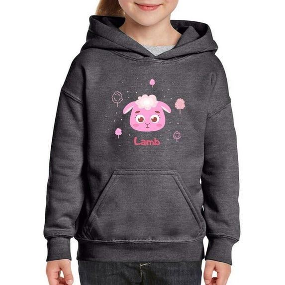 Storybook Lamb Smiling Face Hoodie Juniors -Image by Shutterstock, Large