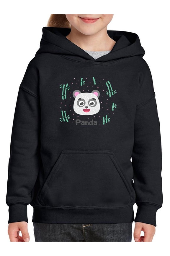 Storybook Panda Smiling Face Hoodie Juniors -Image by Shutterstock,  Large