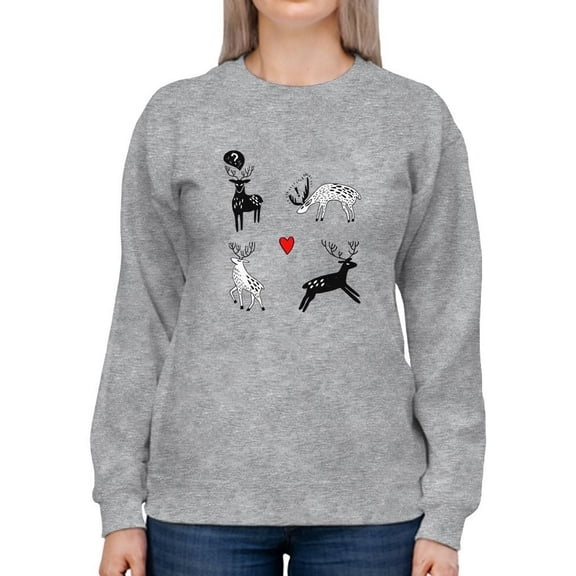 Storybook Style Deers Sweatshirt Women -Image by Shutterstock, Female XX-Large