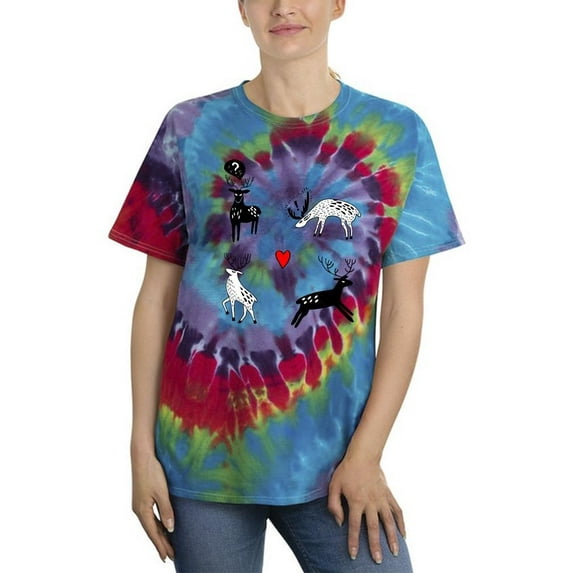 Storybook Style Deers. Tie Dye Spiral Men -Image by Shutterstock, Male XX-Large