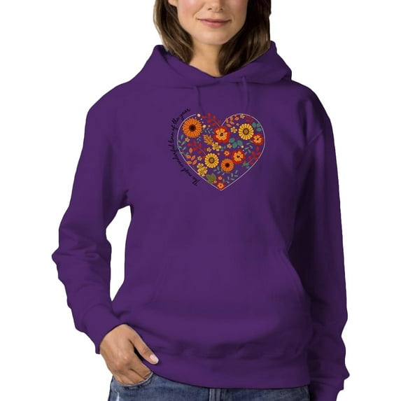 Storybook Style Flowers Hoodie Women -Image by Shutterstock, Female Large