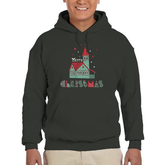 Storybook Style Xmas Cabin Hoodie Men -Image by Shutterstock, Male 3X-Large