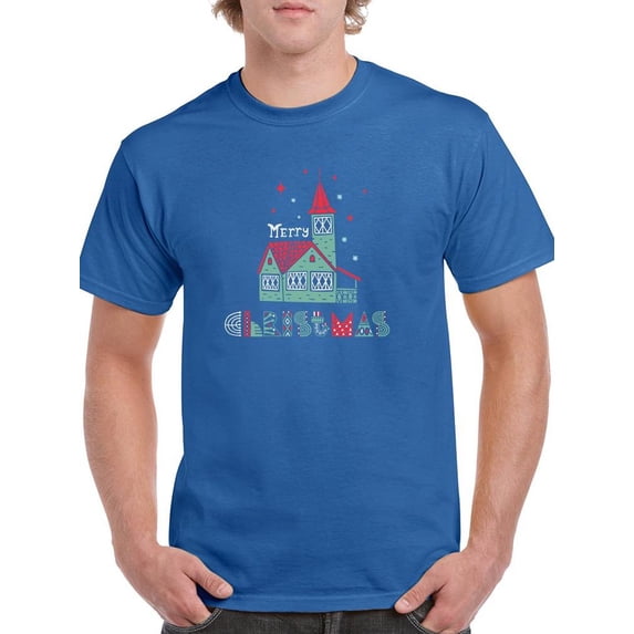 Storybook Style Xmas Cabin T-Shirt Men -Image by Shutterstock, Male Medium
