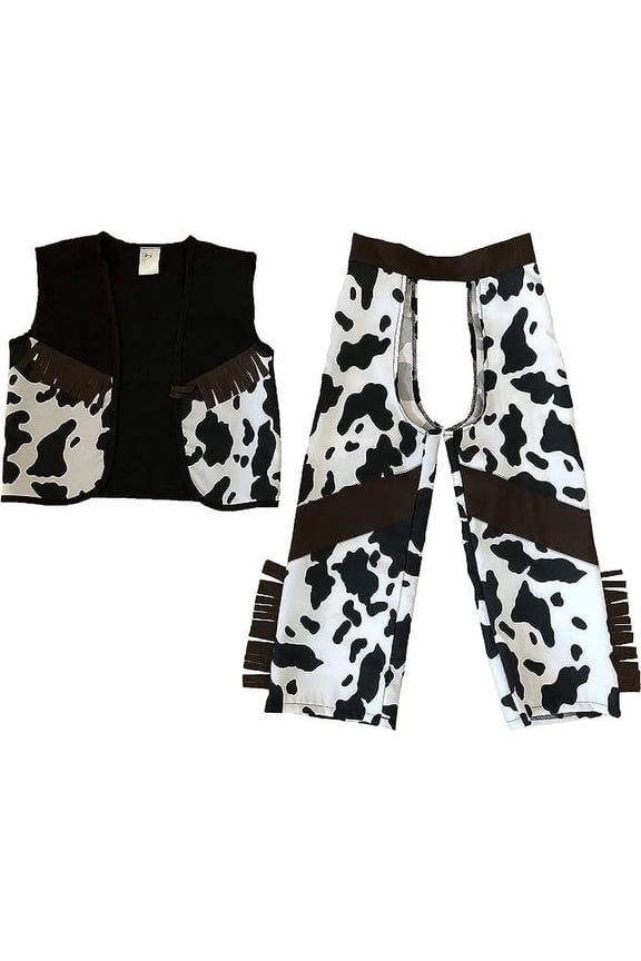 Classic Cowboy Chaps & Vest (6-8, Dark Brown/Black)