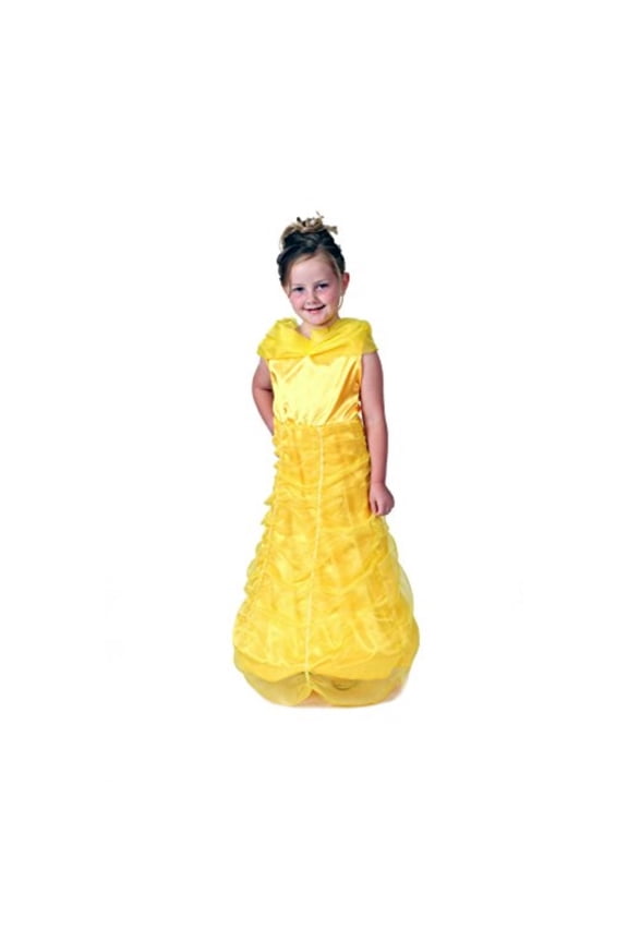 girls yellow princess dress with hoop (choose size) (6/8, yellow)