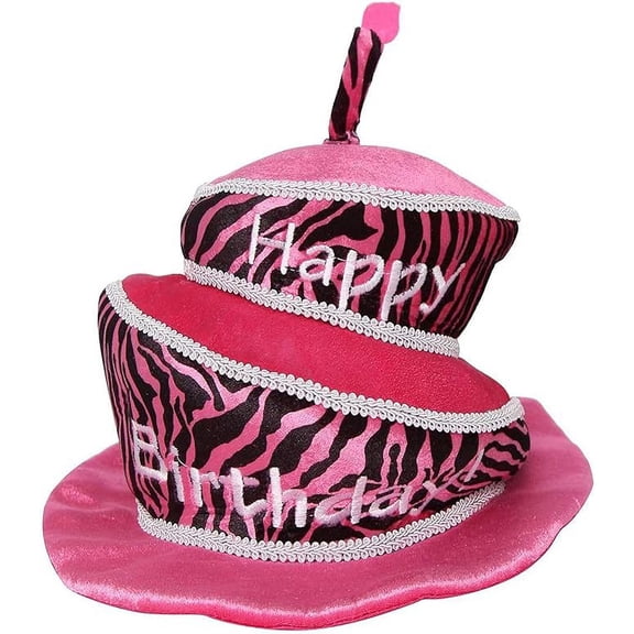 Storybook Wishes One Size Hot Pink/Zebra Birthday Cake Party Hat