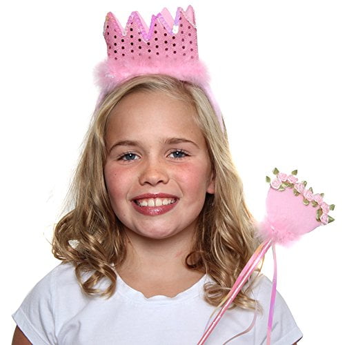 Storybook Wishes Pink Sequin Princess Crown & Wand Set