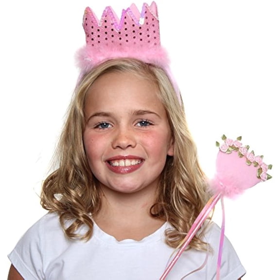 Storybook Wishes Pink Sequin Princess Crown & Wand Set