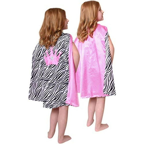 Storybook Wishes Zebra & Pink Reversible Birthday Princess Crown Cape