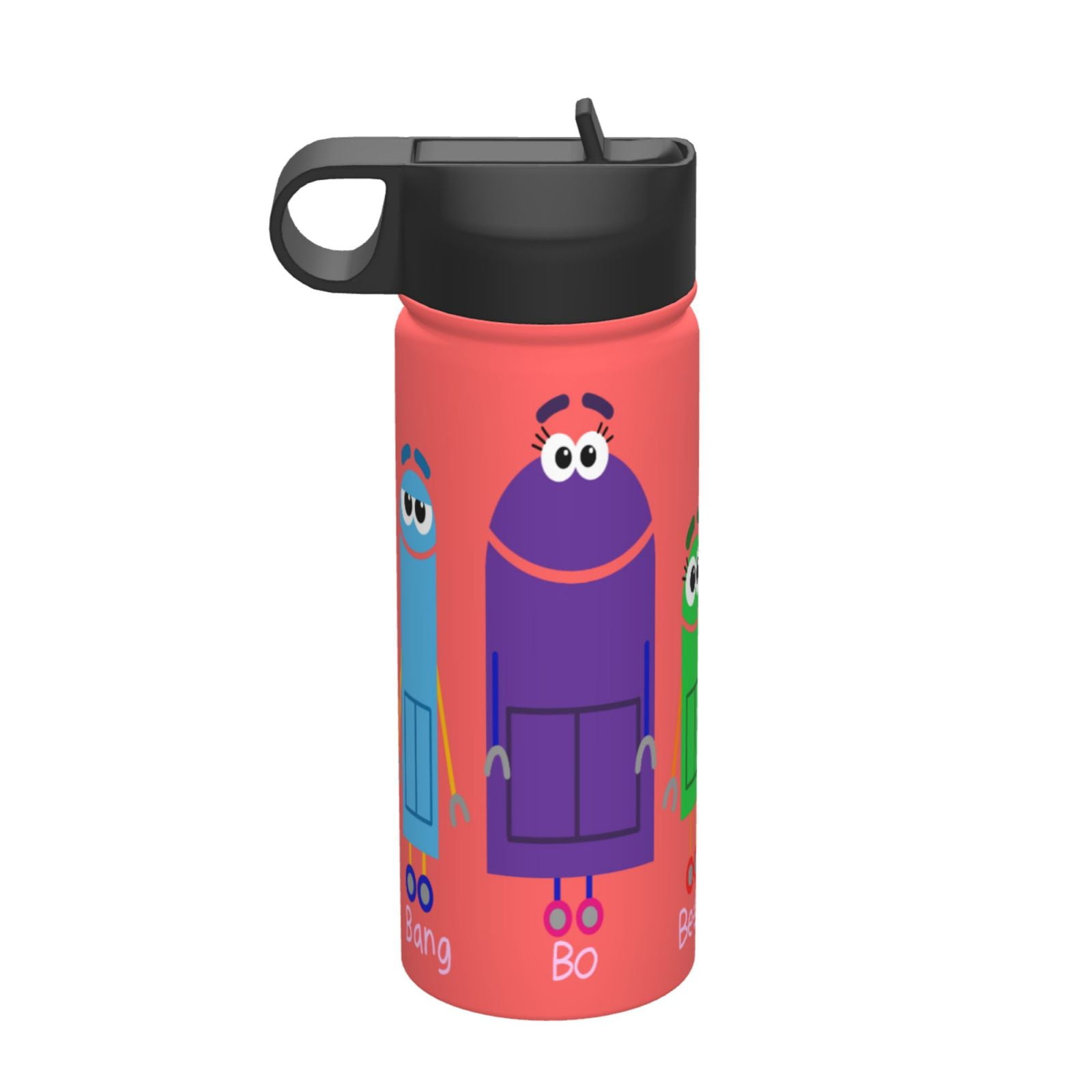 Storybots Kids Insulated Water Bottle With Straw - 18 Oz Stainless Steel Double Wall Vacuum Cup, Leakproof, Bpa Free, Suitable For Boys And Girls