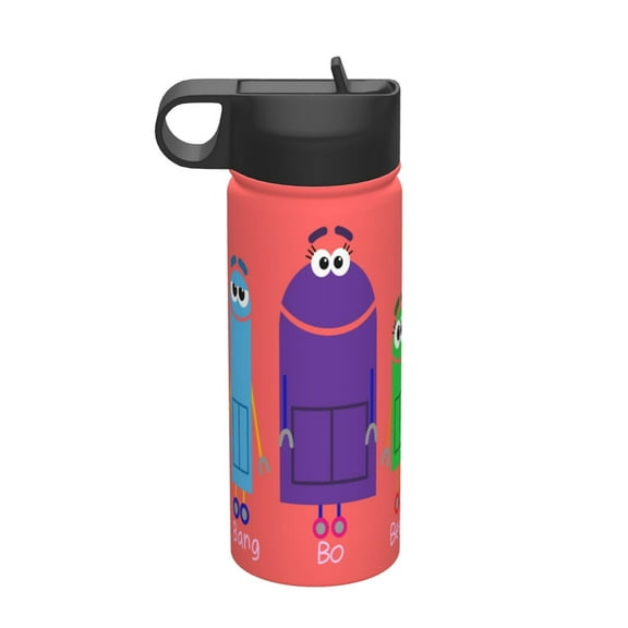 Storybots Kids Insulated Water Bottle With Straw - 18 Oz Stainless Steel Double Wall Vacuum Cup, Leakproof, Bpa Free, Suitable For Boys And Girls