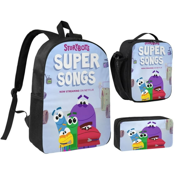 Storybots Three piece backpack set young backpack combination backpack lunch bag pencil case