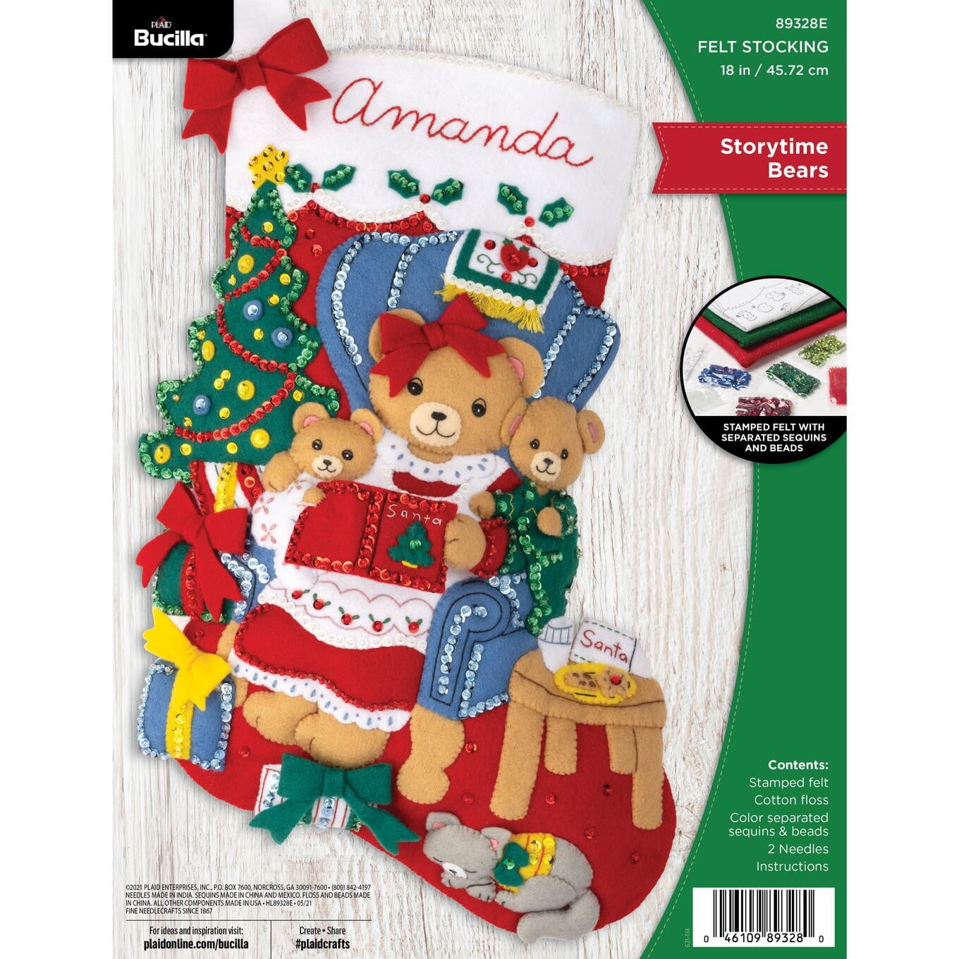 Bucilla Storytime Bears 18 in Multicolor Felt Stocking Kit