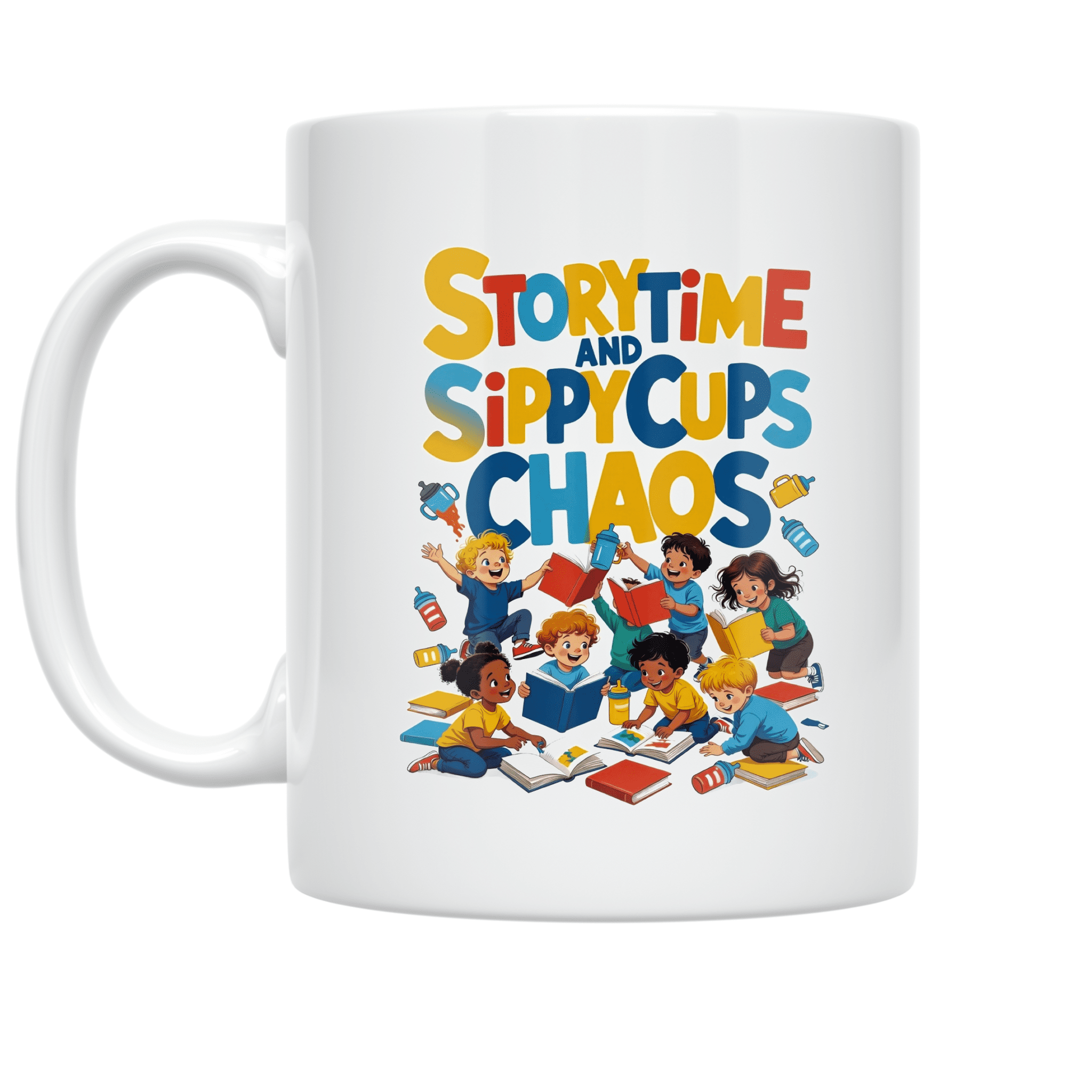 Storytime and Sippy Cups Chaos - Toddler Book Lover - 11 oz Ceramic Coffee Mug