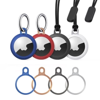 Stouchi 4 Pack AirTag Case Cover with 4 Pack Stainless Steel Keychain, Scratch-Resistant TPU Protective Holder for 2021 AirTag, Loop Secure Key Ring for Keys, Bag, and Pets (Not Include AirTag)