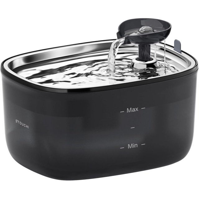 Stouchi Cat Water Fountain 85oz/2.5L, Stainless Steel Pet Water