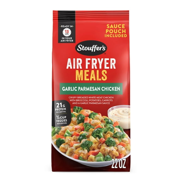 Stouffers Air Fryer Meals, Garlic Parmesan Chicken, Crispy Chicken & Veggies, Frozen Meals 22 oz