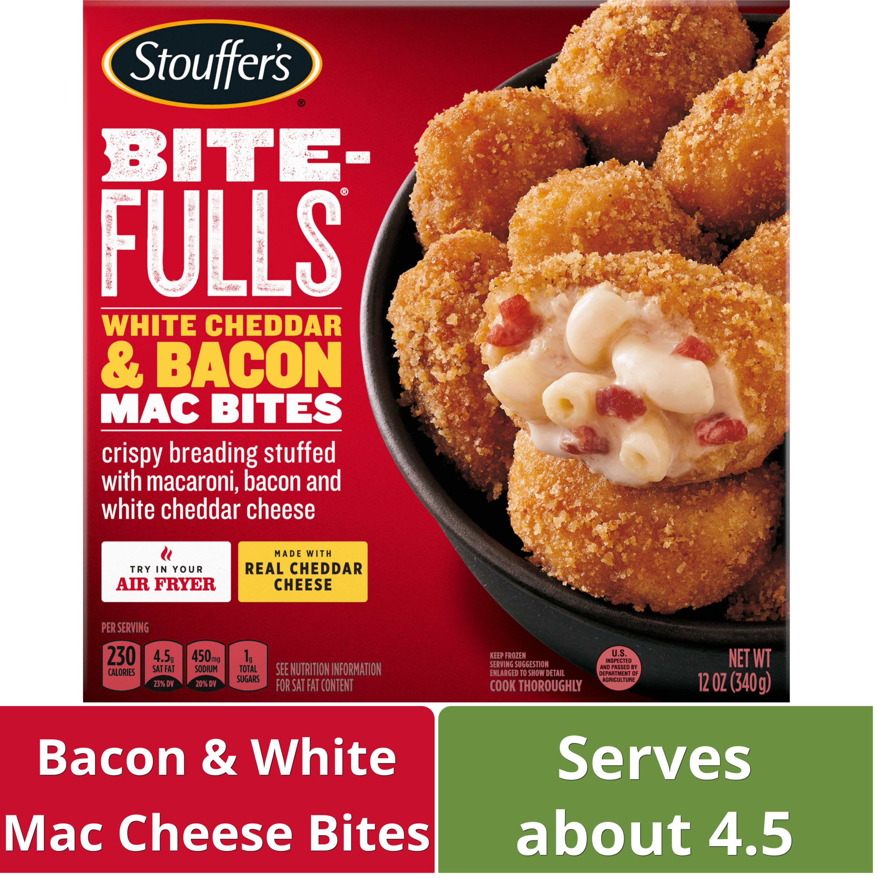 Stouffer's Bacon and White Cheddar Mac & Cheese Bites Frozen Snack, 12
