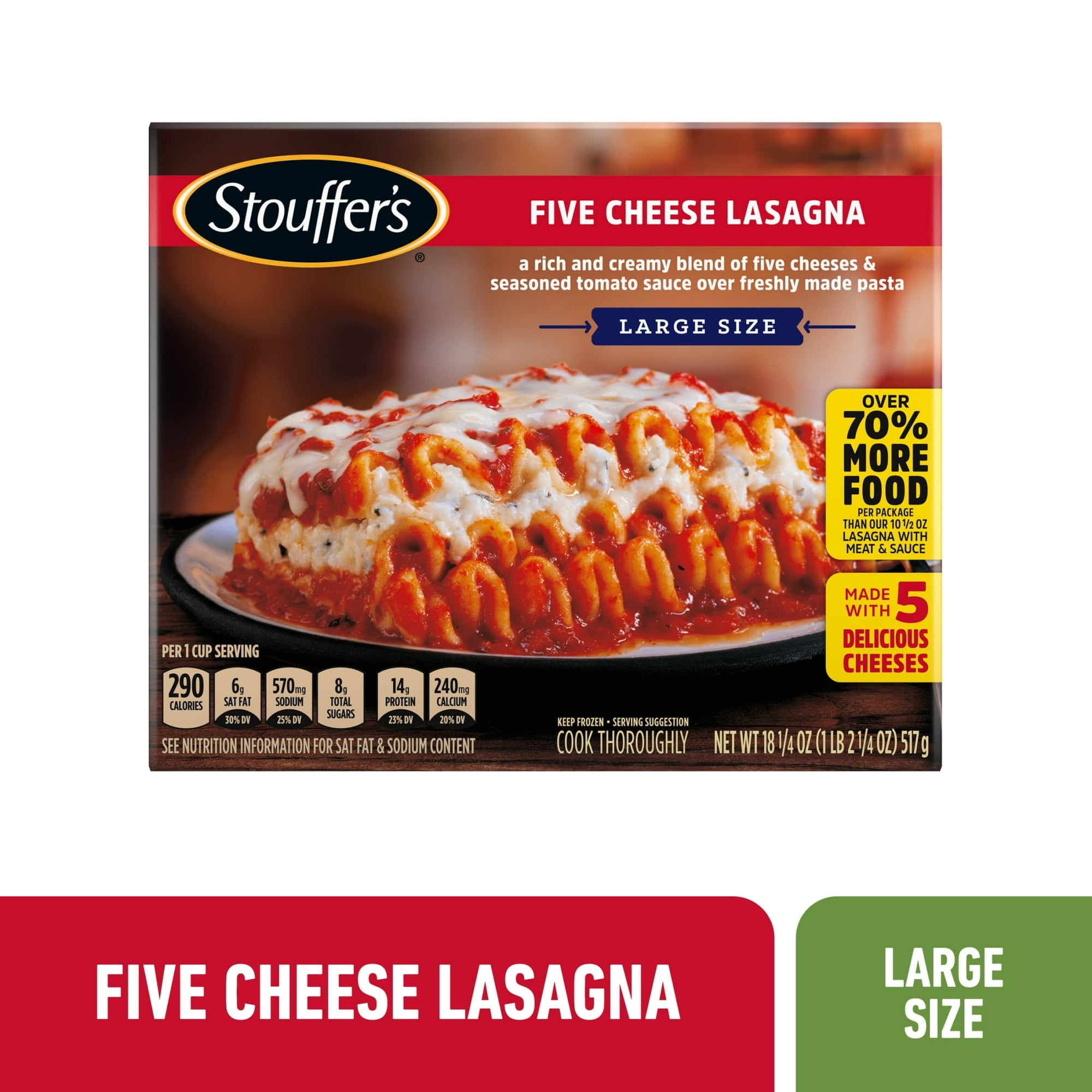 Stouffer's Cheese Lovers Lasagna Large Size Frozen Meal, 18.25 oz