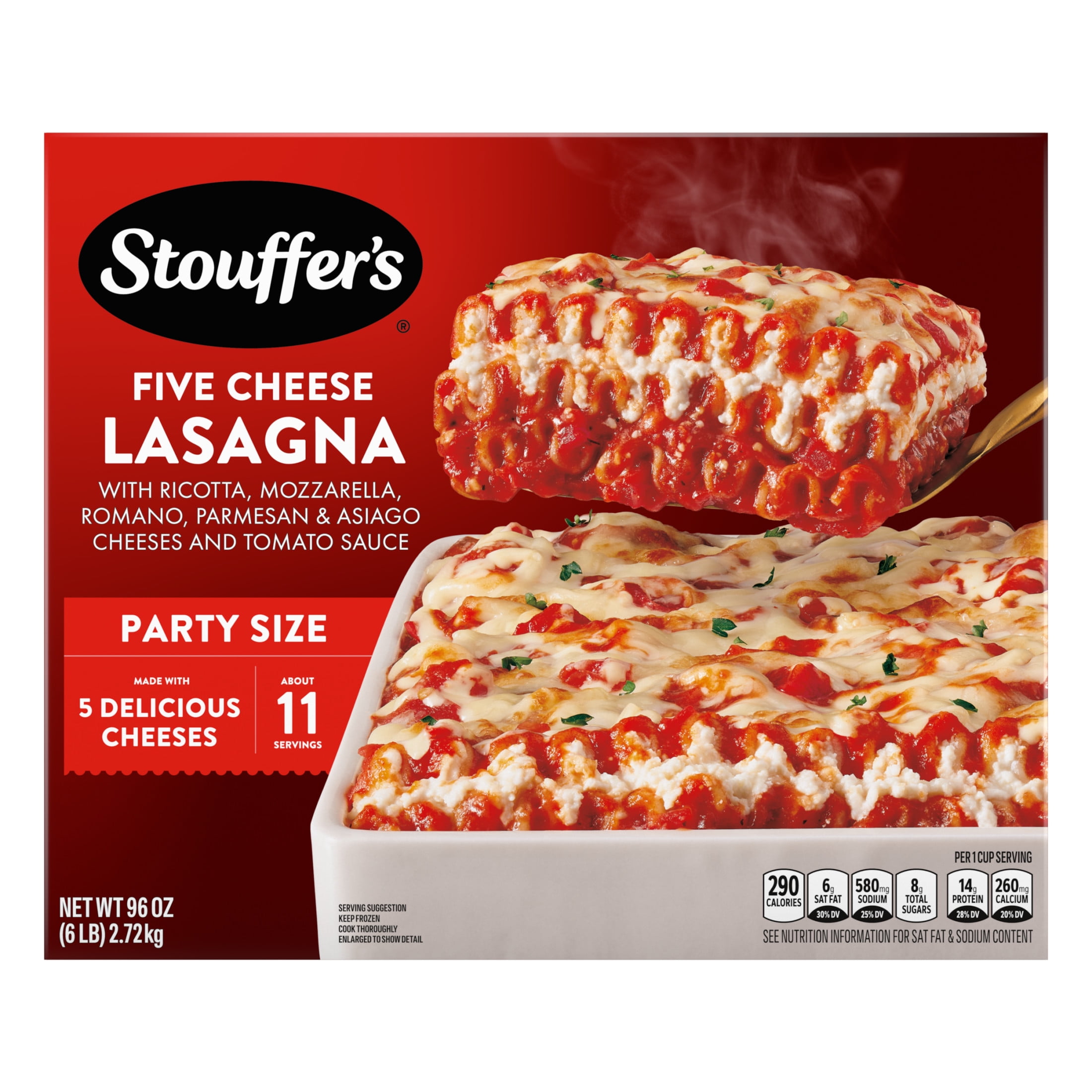 Stouffers Five Cheese Lasagna, Party Size, Frozen Lasagna, 9 96 oz