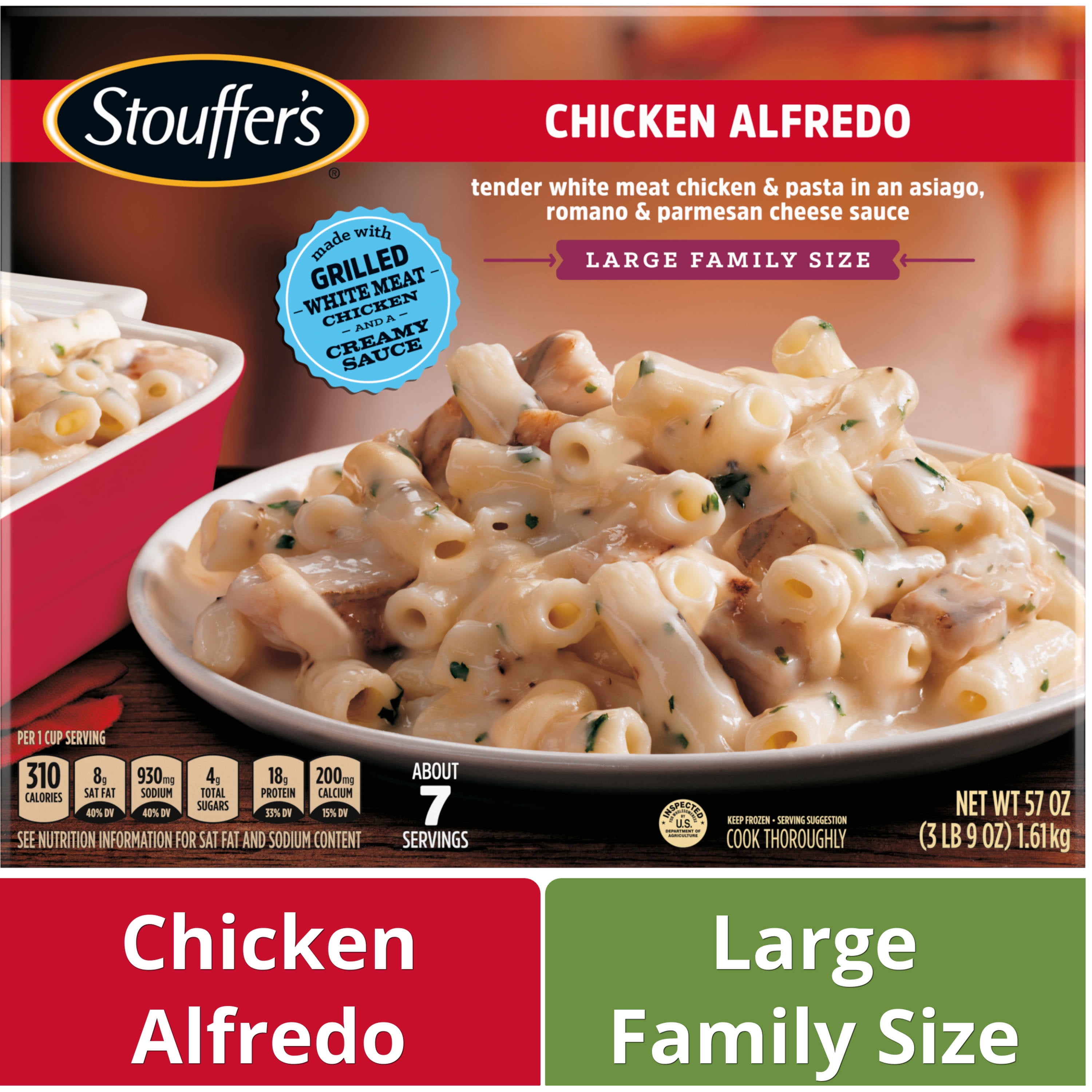 Stouffer's Chicken Alfredo Large Family Size Frozen Meal, 57 oz (Frozen)