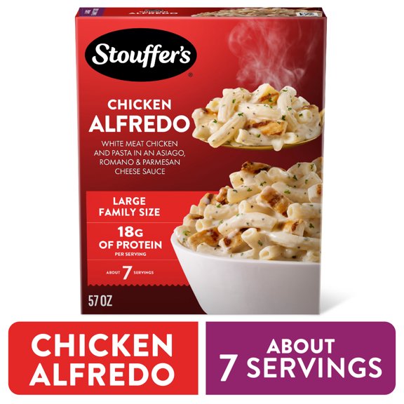 Stouffers Chicken Alfredo Pasta, Large Family Size, Frozen Chicken Pasta, Frozen Dinners 57 oz