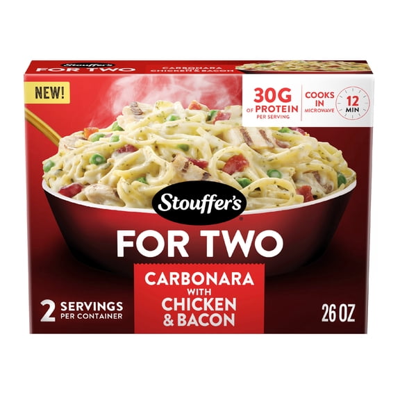 Stouffer's Carbonara with Chicken and Bacon, Frozen Meals For Two, High Protein Dinner 1.625 lb.