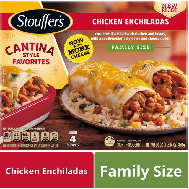 Stouffer's Chicken Enchiladas Family Size Frozen Meal, 30 oz (Frozen