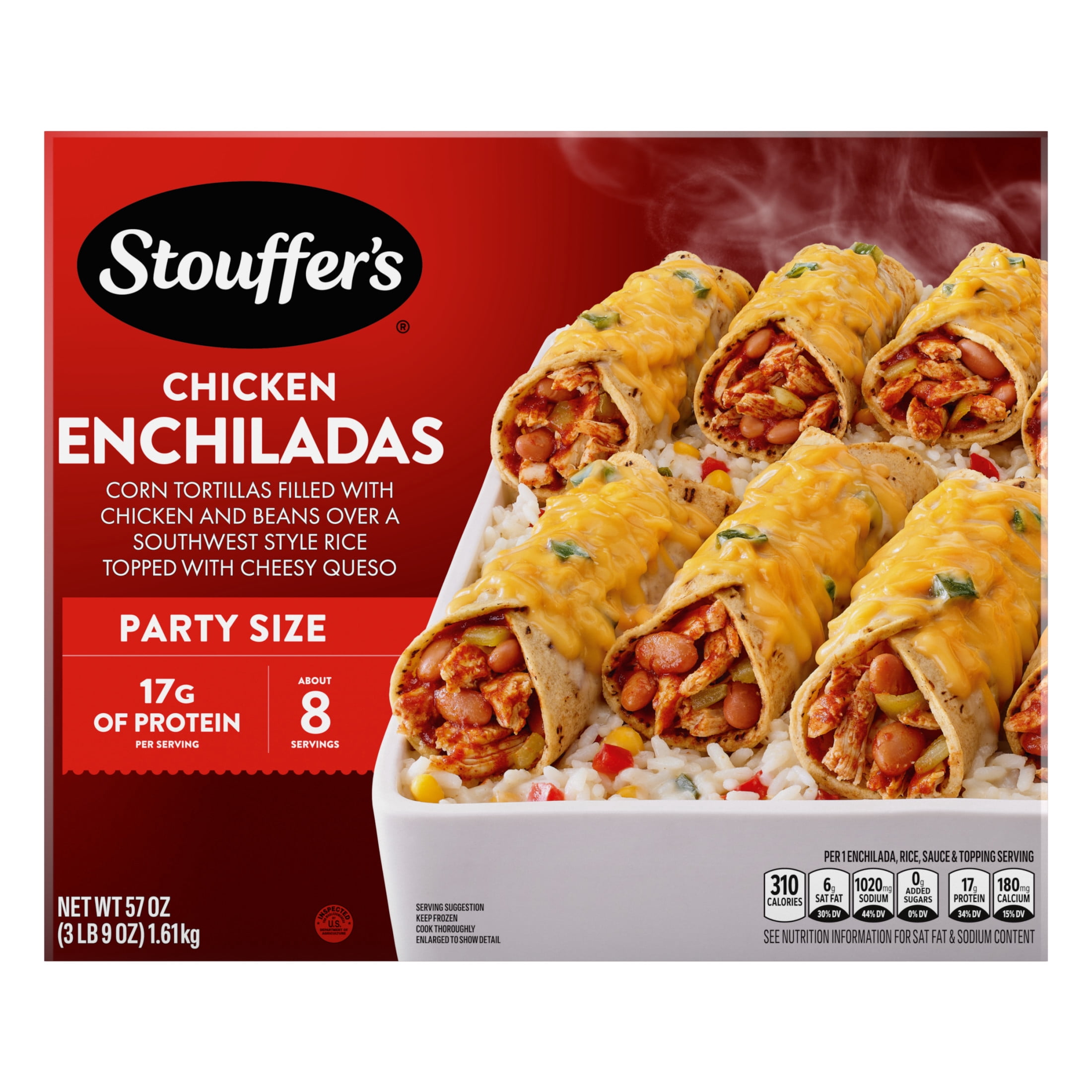 Stouffer’s Chicken Enchiladas, Party Size, Frozen Enchiladas, Party Size Frozen Meals 57 oz