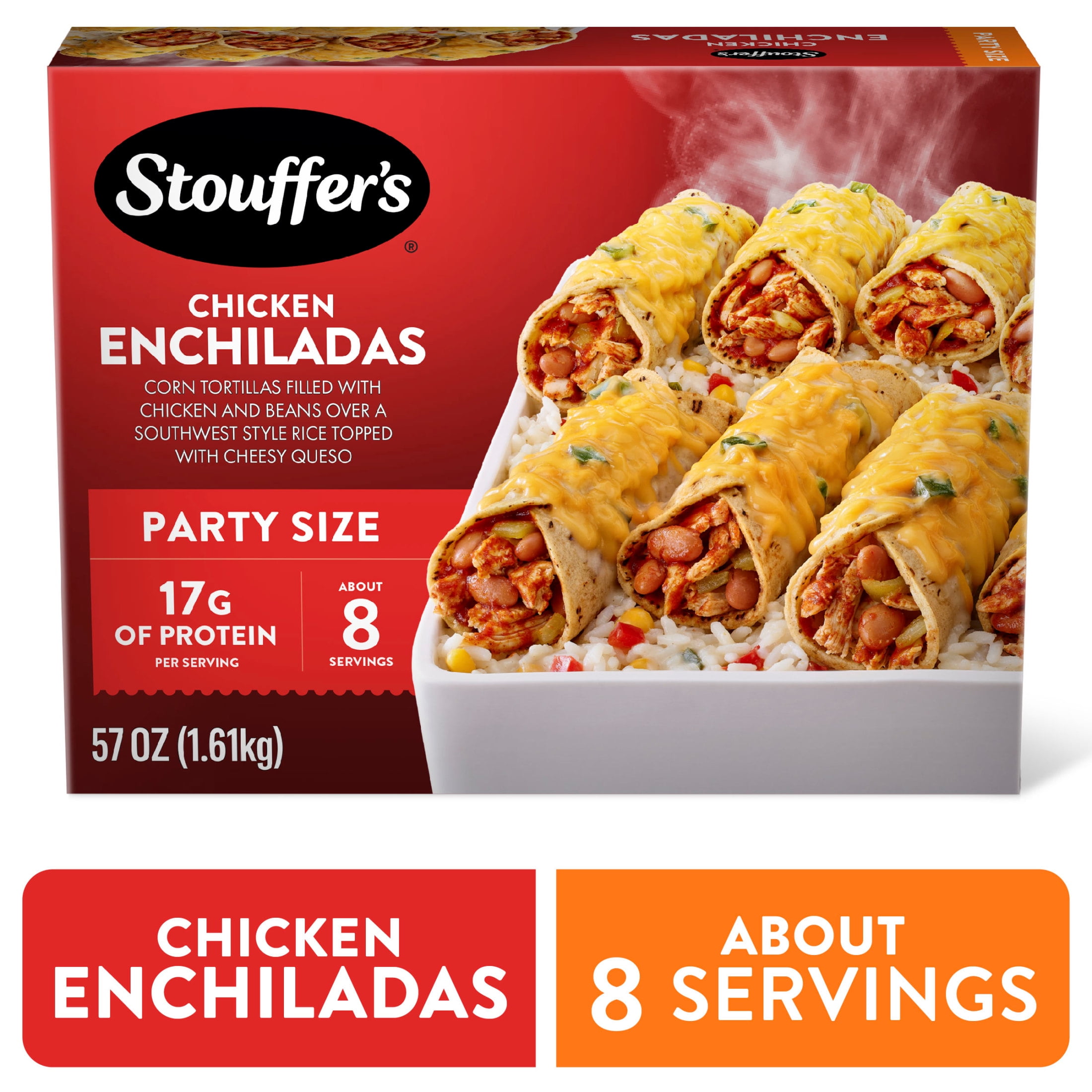 STOUFFER'S Stouffers Chicken Enchiladas, Party Size, Frozen Enchiladas, Party Size Frozen Meals 57 oz