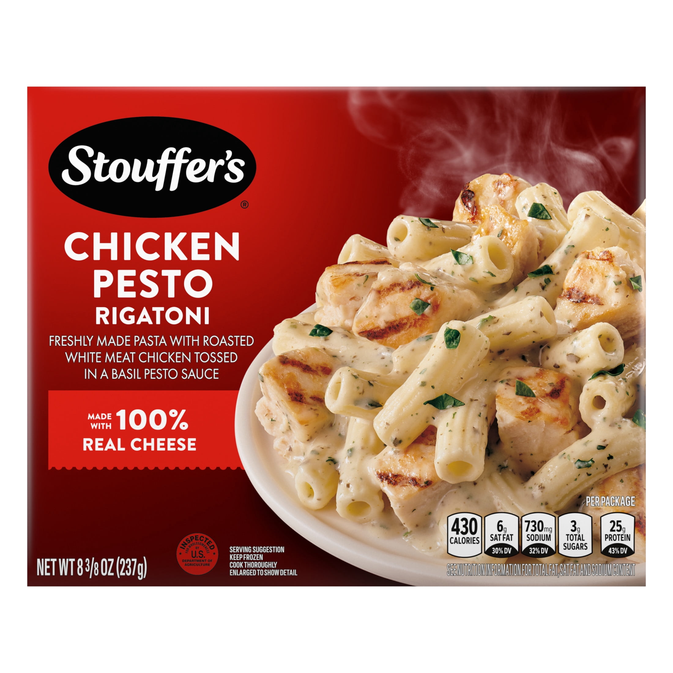 Stouffer’s Chicken Pesto Rigatoni, Single Serve, Frozen Chicken Pasta, Single Frozen Meal 8.375 oz