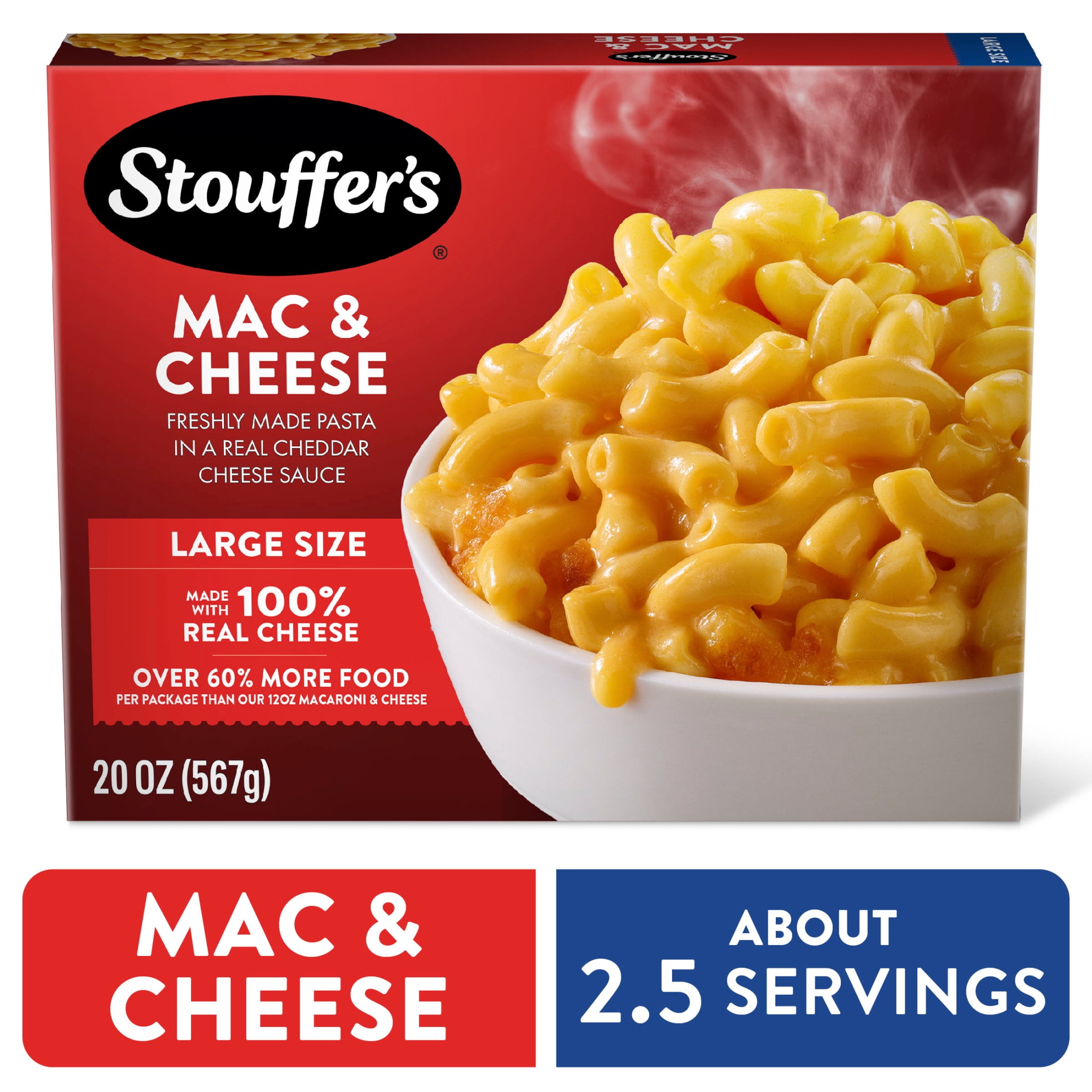 Stouffers Macaroni and Cheese, Large Size, Oven or Microwave Dinner, Easy Frozen Dinners 20 oz