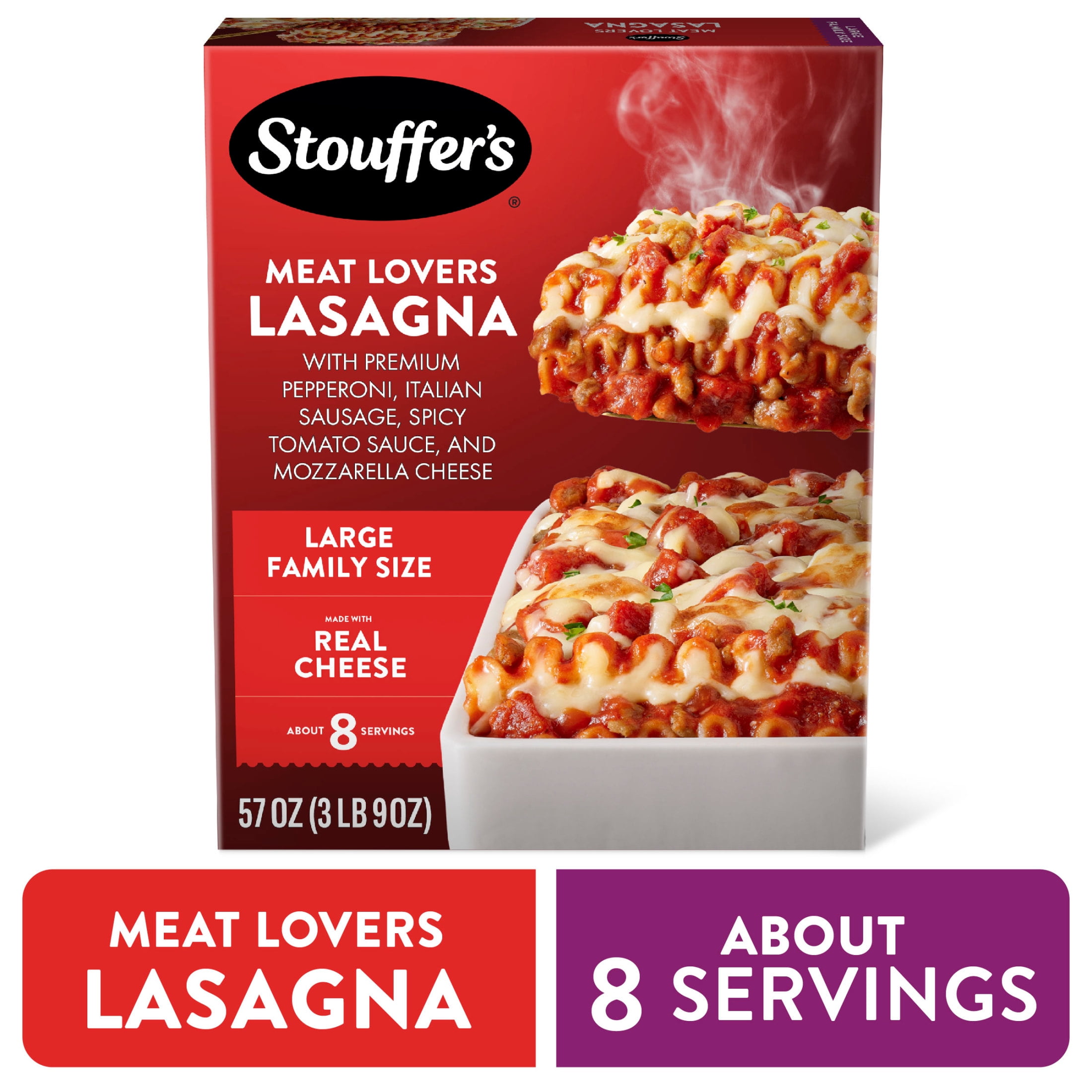STOUFFER'S Stouffers Meat Lovers Lasagna, Large Family Size, Frozen Lasagna Frozen Family Dinners 57 oz