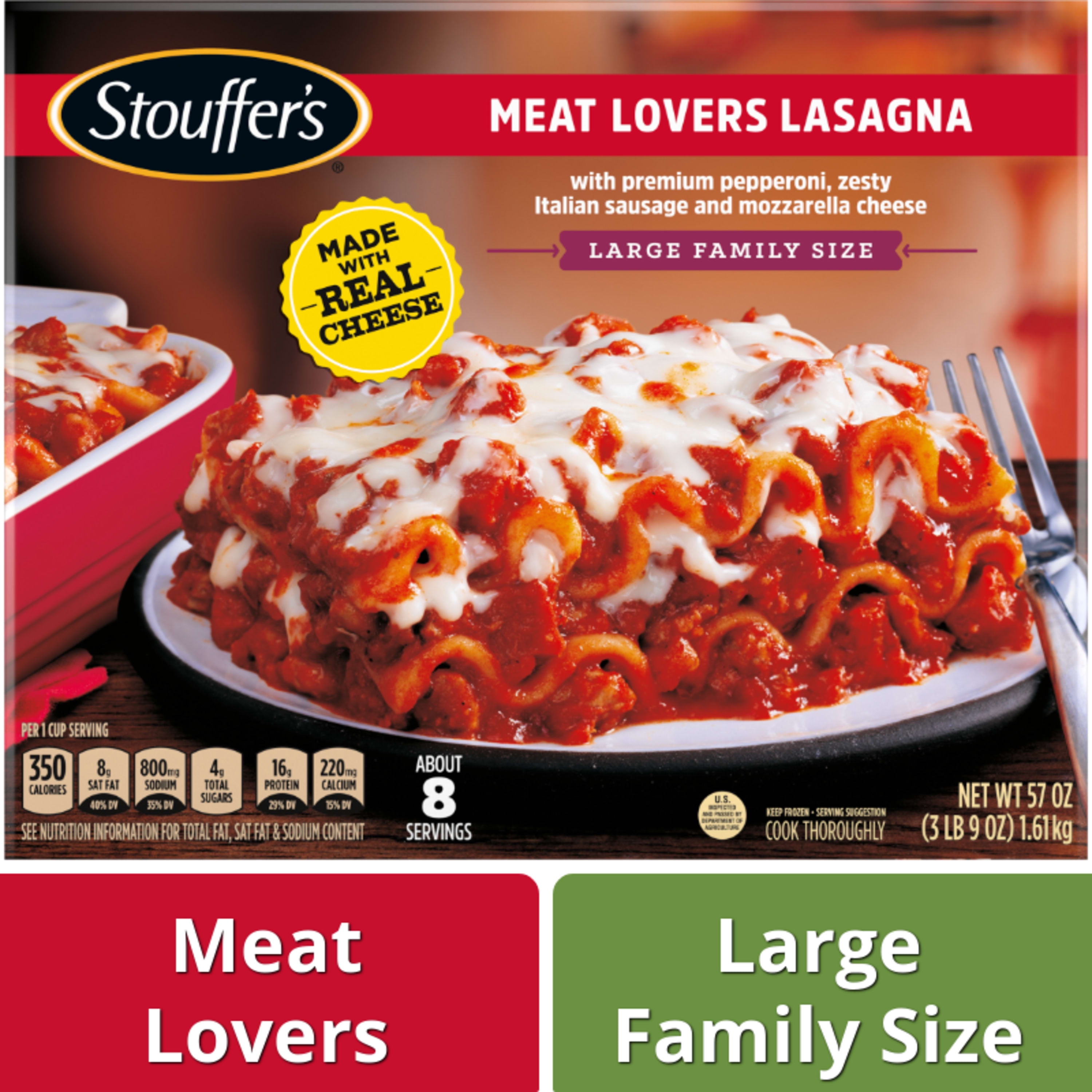 Stouffer's Meat Lovers Lasagna Large Family Size Frozen Meal, 57 oz