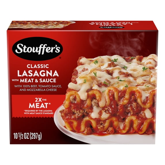 Stouffer’s Classic Lasagna with Meat and Sauce, Single Serve, Oven Ready, Frozen Dinners 10.5 oz
