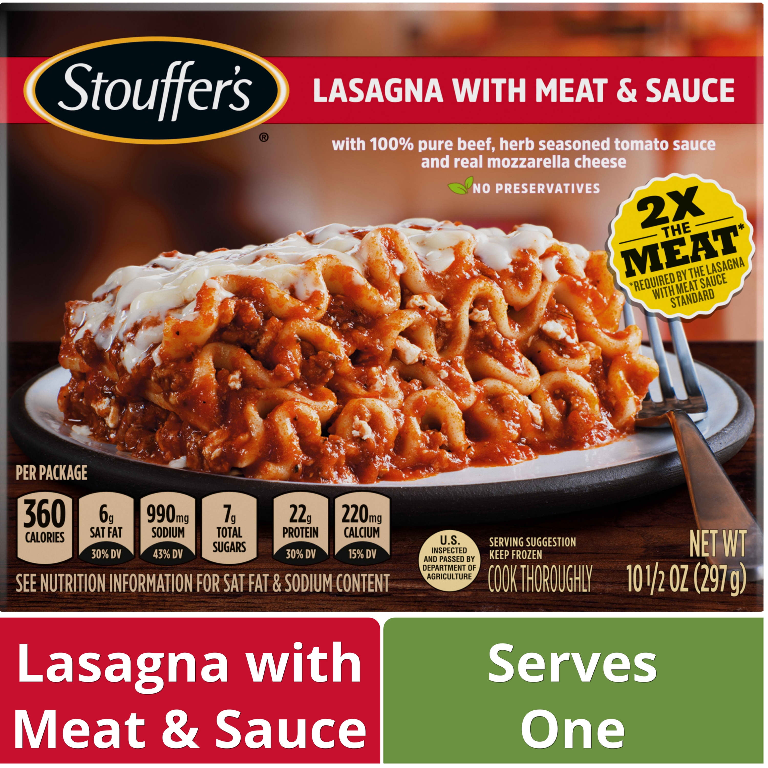 Stouffer's Meat and Sauce Lasagna Frozen Meal, 10.5 oz (Frozen